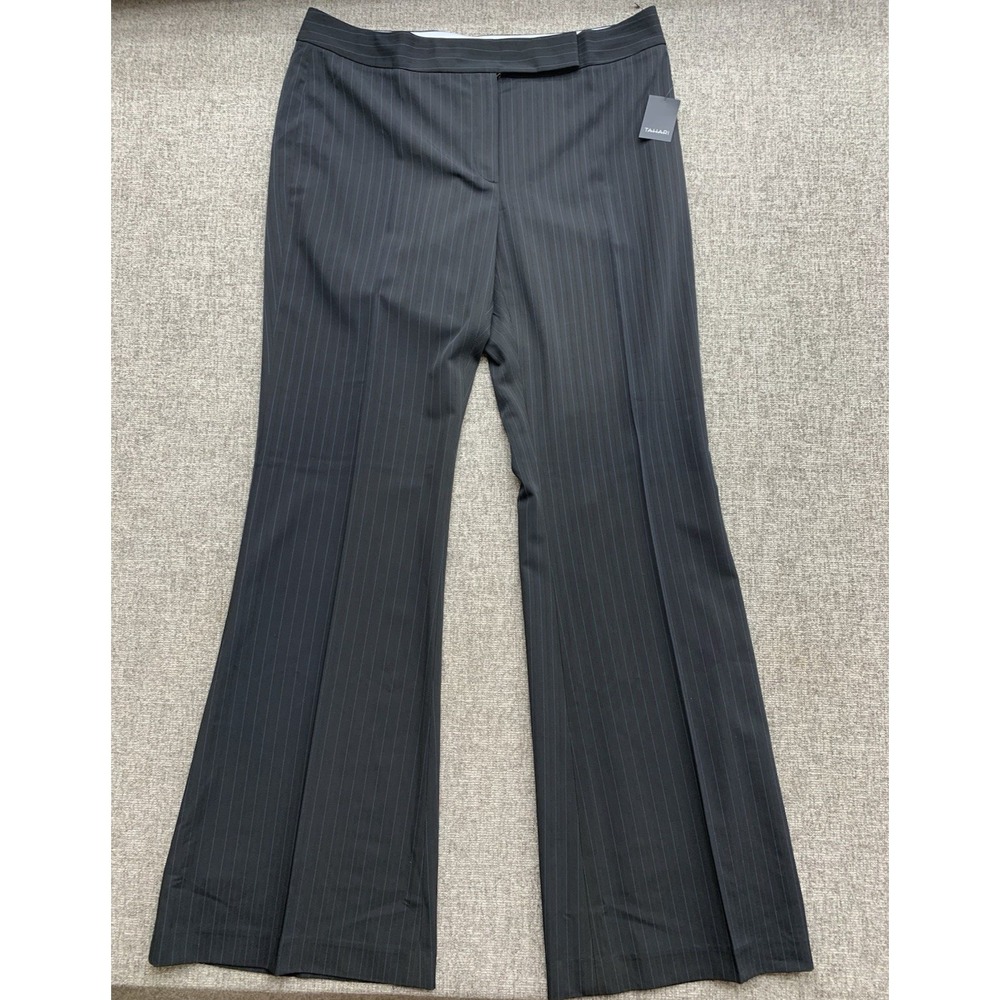 Elie Tahari Women's Size 12 Dress Pants Black Pinstripe Wide Leg‎ Slacks NWT